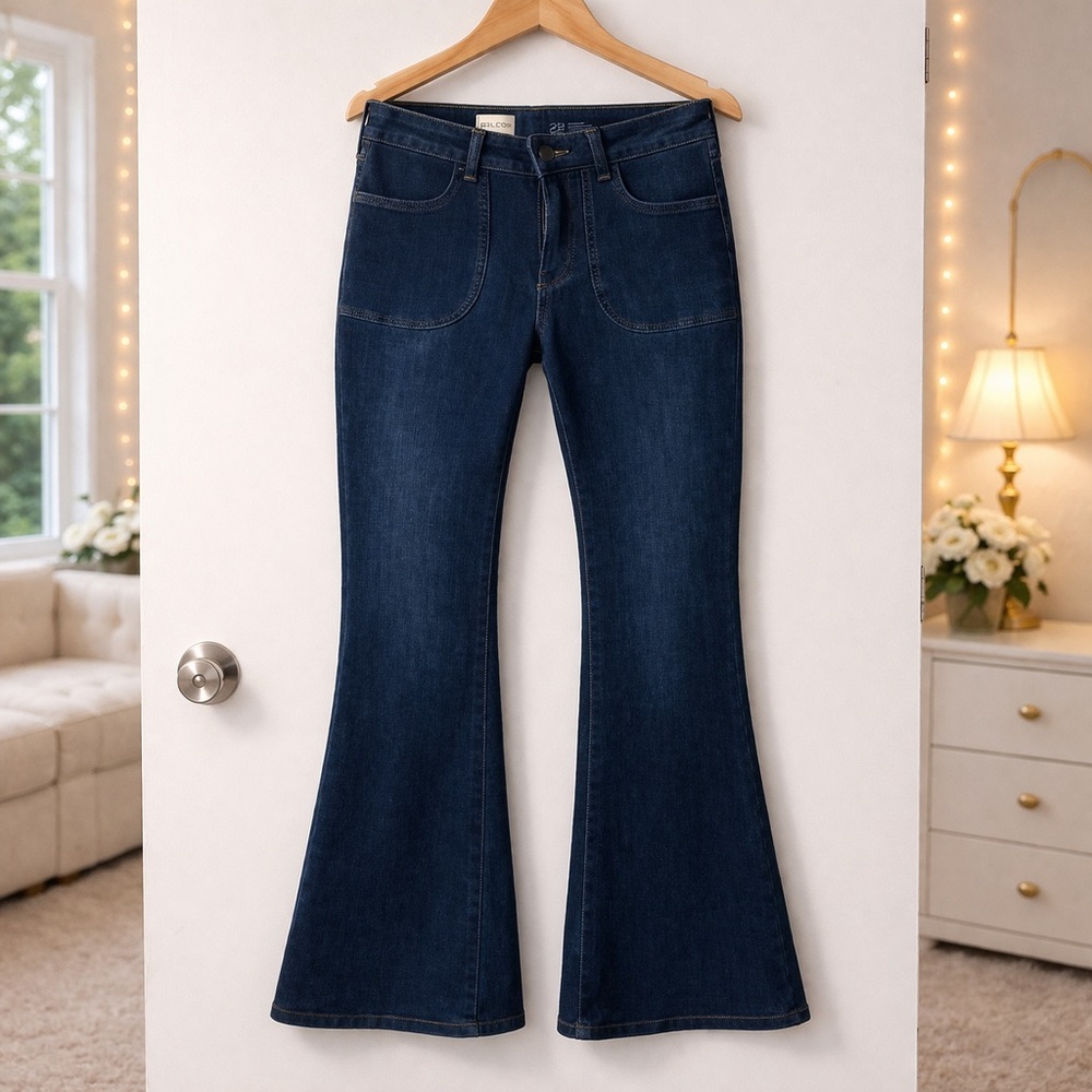 ✨ Anthropologie Pilcro The Icon Flare Jeans Low Rise Dark Wash Size 2 (26)